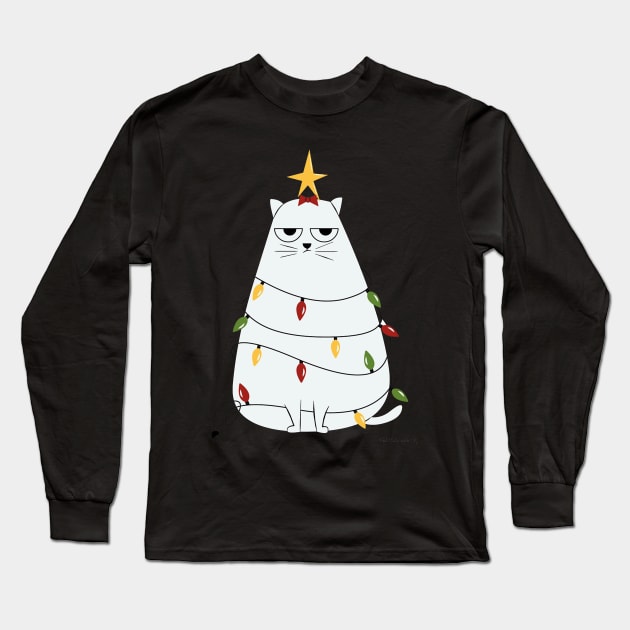 Christmas Crazy Cool Funny Cat Merry Fluffmas Long Sleeve T-Shirt by SloanCainm9cmi